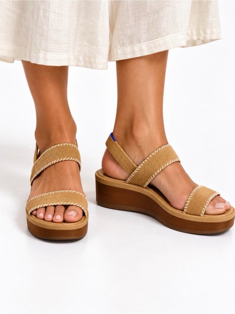 $179 - Rothy’s Lightweight Wedge Sandals Wren Whipstitch US 7 — NIB 🤎